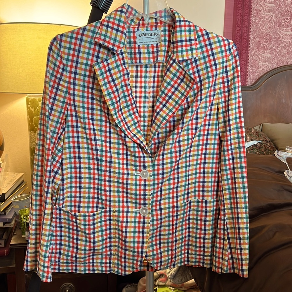 SALE!! DEAL!! RARE! Vintage 1980s Designer Jaeger London Seersucker Blazer